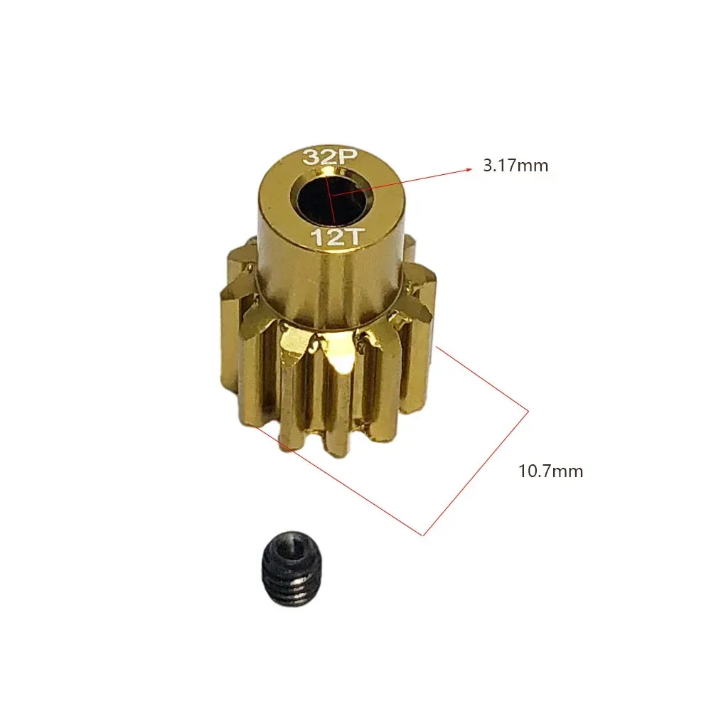 Engranaje de Motor de piñón de metal de aleación de aluminio para coche modelo Rc 3.175, 32P, M0.8, 1/10mm, 12T, 13T, 14T, 15T, 16T, 17T, 18T, 19T, 20T