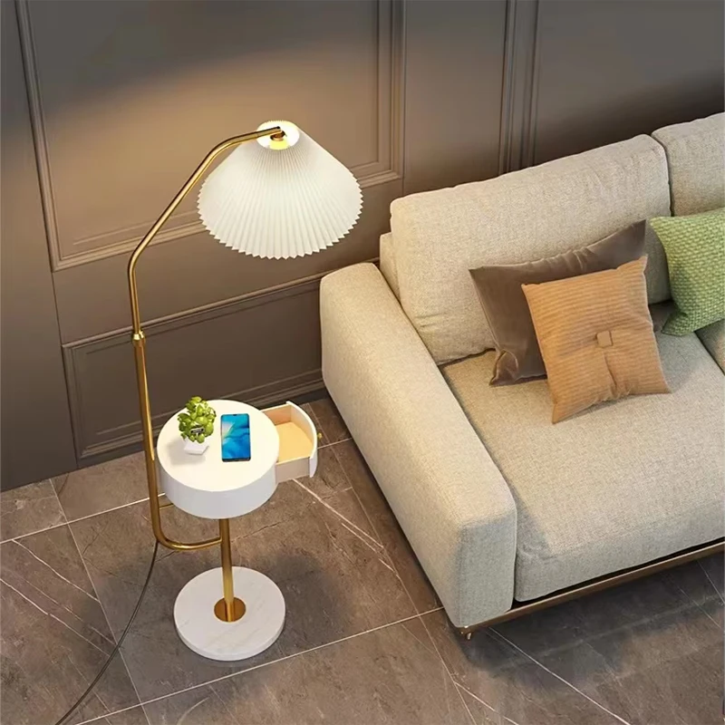 Living room floor lamp with drawer bedside table floor lamp bedroom luxury design sofa bookcase standing lamp coffee table lamp