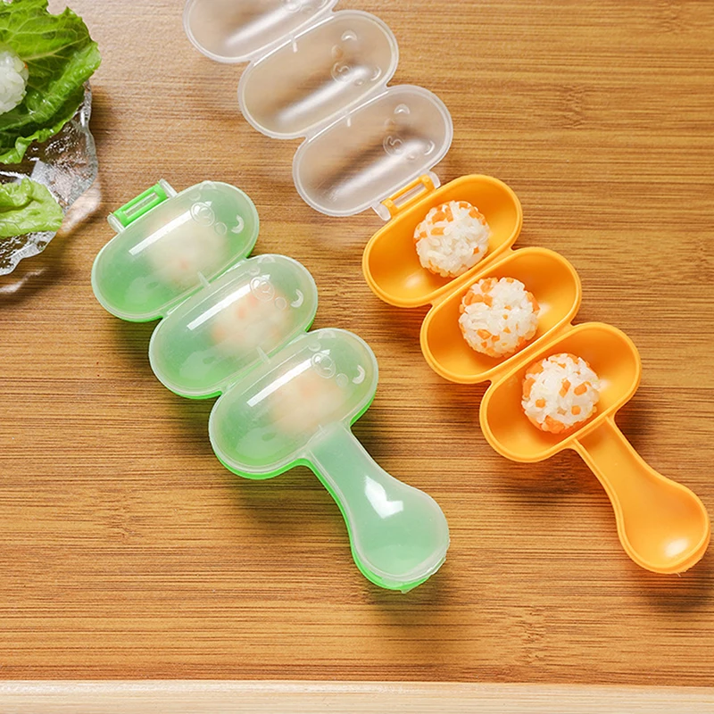 New【3 In 1 DIY Rice Ball Shaker Lunch Maker Mould Onigiri Mold Sushi Meatball 3 Even Ball Shaped Kitchen Tools Rice】