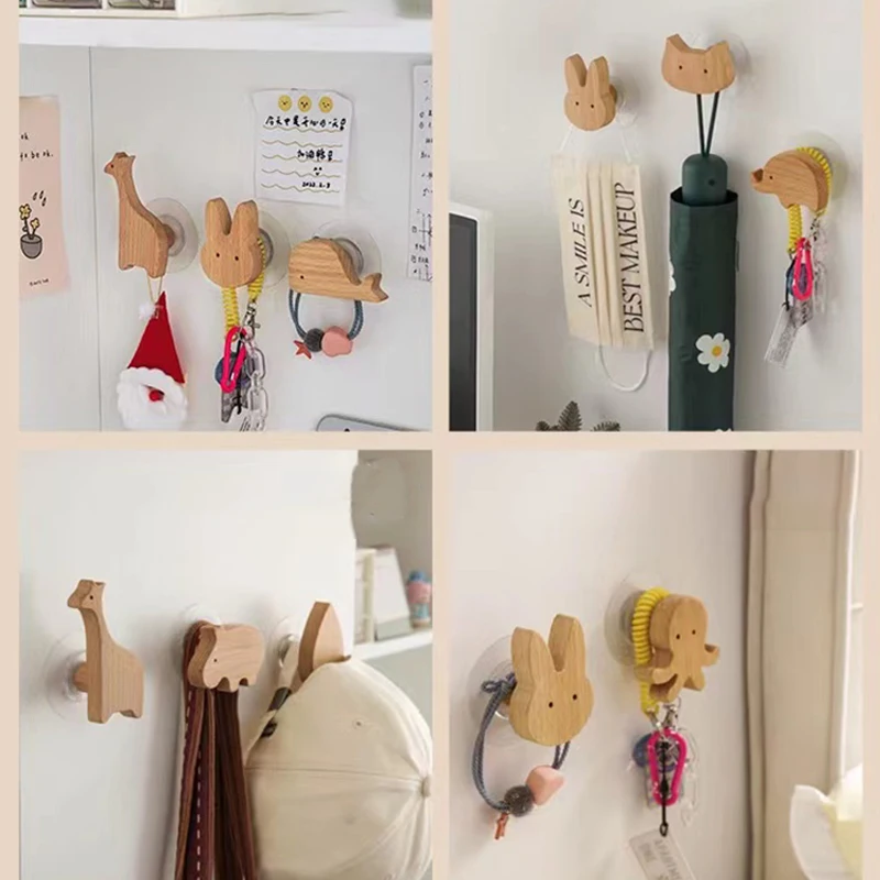 3PCS Wood Hooks Organization Wall Holder Clothes Hanger Keychain Door Hook Bathroom Kitchen Accessories Deco for Home crochet