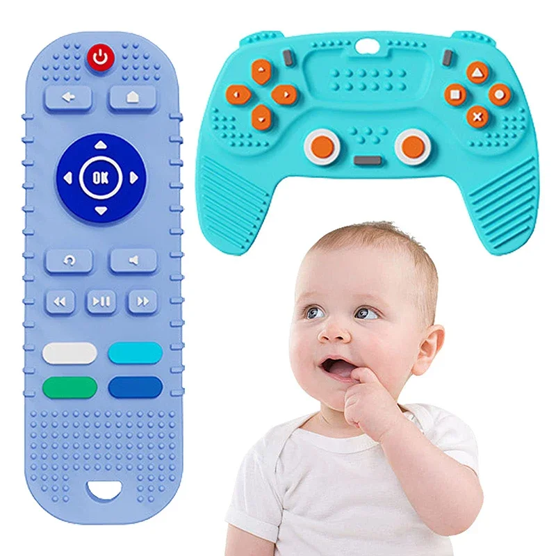 Silicone Baby Teething Toys Remote Control, Remote Control Game Controller Silicone Teething Toy for Babies 6-12 Months Gifts