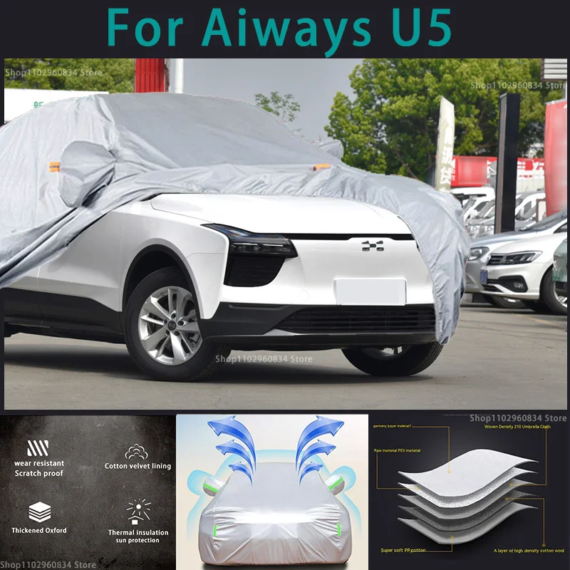 

For Aiways U5 210T Waterproof Full Car Covers Outdoor Sun uv protection Dust Rain Snow Protective,Auto Protective cover