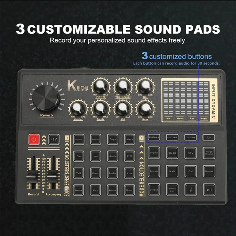 

【Superdeals】Live Sound Card And Audio Interface Sound Board With Multiple DJ Mixer Effects,Voice Changer And LED Light