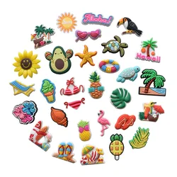 summer party coconut tree vocation carton avocado bird conch shoe buckles charms decoration for clog sandals accessories gift