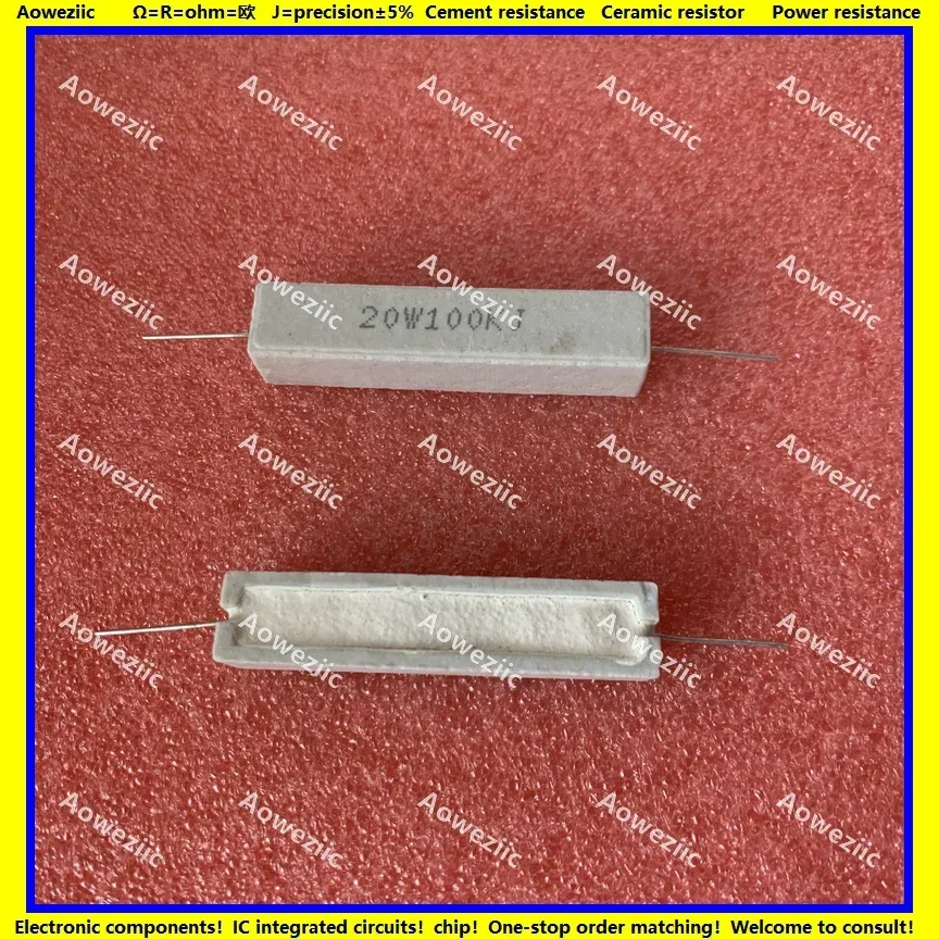 

10Pcs RX27 Horizontal cement resistor 20W 100K ohm 20W100K 20W100KJ 100000 ohm Ceramic Resistance precision 5% Power resistance