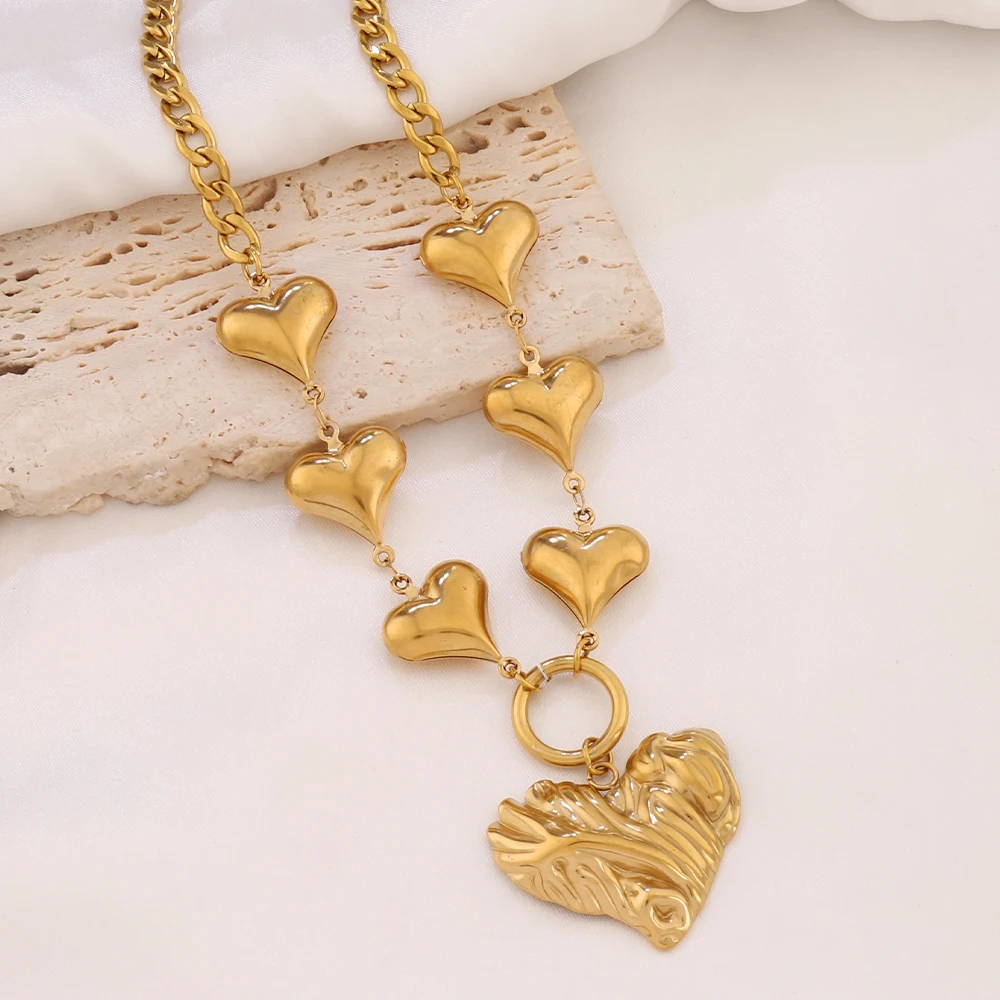 316L الفولاذ المقاوم للصدأ القلب قلادة قلادة موضة الذهب اللون الجوف القلب سحر سلسلة القلائد للنساء مجوهرات