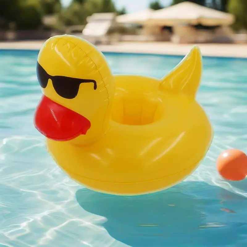 Pato brinquedos infláveis suporte de copo verão ao ar livre piscina praia festa água flutuante bebida copo titular óculos de sol pato modelo inflável