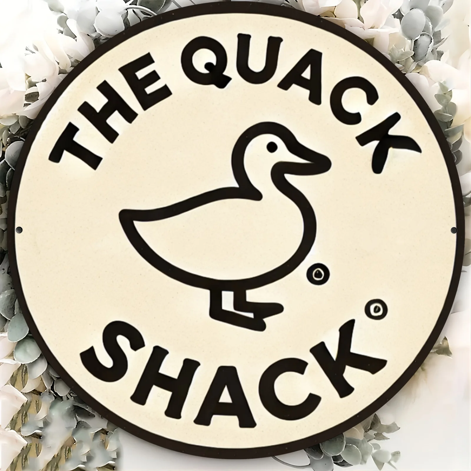 1pc Quacking Duck Round Metal Tin Sign - 2D Print Wall Decor, 7.9