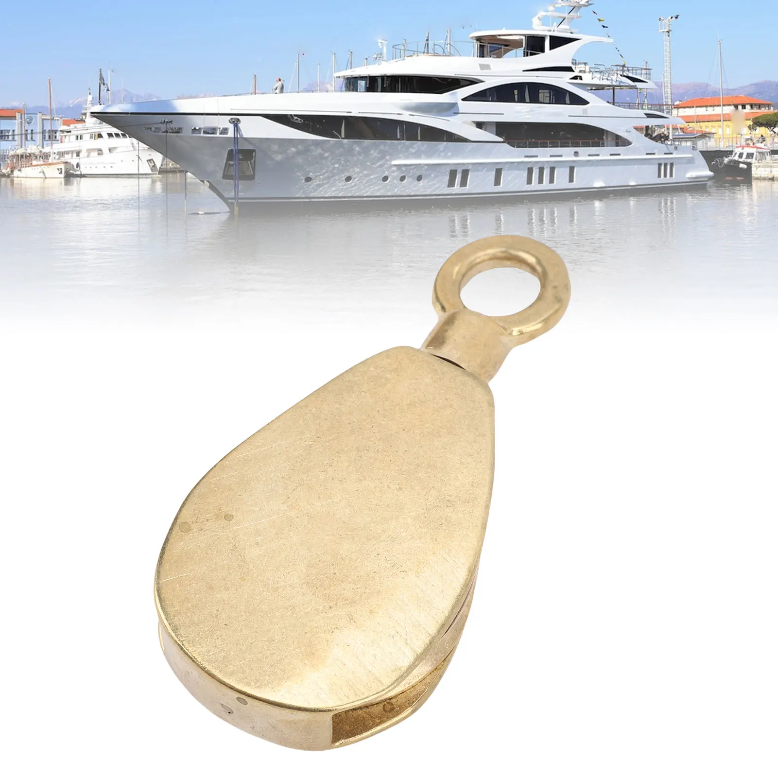 

Brass Flag Rope Pulley Multipurpose Polished Anti Crack Brass Marine Flag Pulley Rugged Strong Load Capacity for Ships Yachts