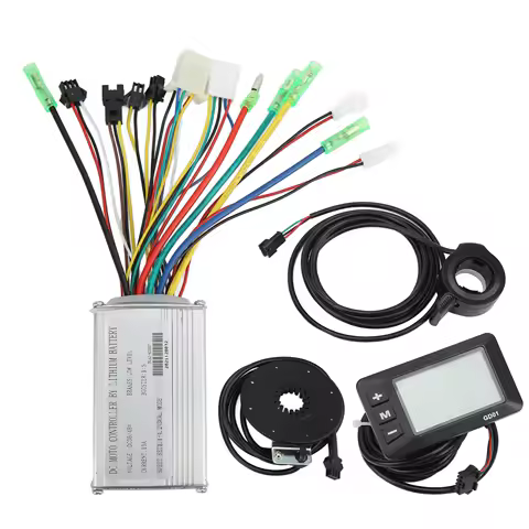 Electric Bike Motor Controller 15A Common Controller 36V 48V with LCD‑GD01 Panel Thumb Throttle for 250W 350W Bicycle Motor