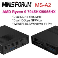 MINISFORUM MS-A2 Mini PC AMD Ryzen 9 7945HX/9955HX Mini PC Windows 11 Dual DDR5 Wifi6E BT5.2 Gaming Mini PC