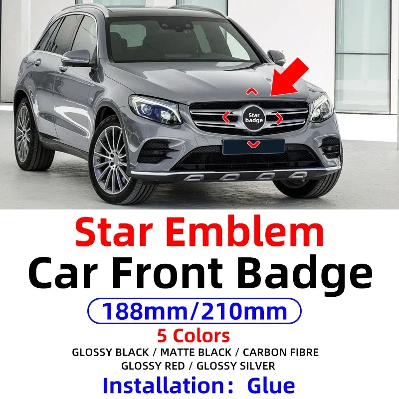

1pcs 188mm 210mm ABS Car Front Grille Badge Decal Cover Emblem For Mercedes Benz A/B/C/E/S Class GLA CLA GLE GLK CLK CLS GLS GLC