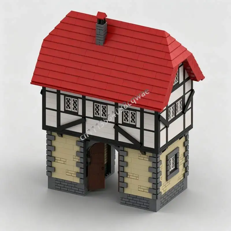 1178PCS Medieval Gatehouse MOC Custom Puzzle DIY Creative Assembly Building Blocks Architecture Model Display Collection Gifts