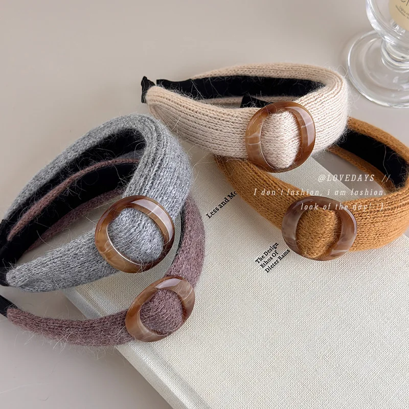 

Headband Knit Round Wide Crown Lifting Fall Winter Daily Wear Elegant Comfortable Stretchy Premium Hair Accessory Women
