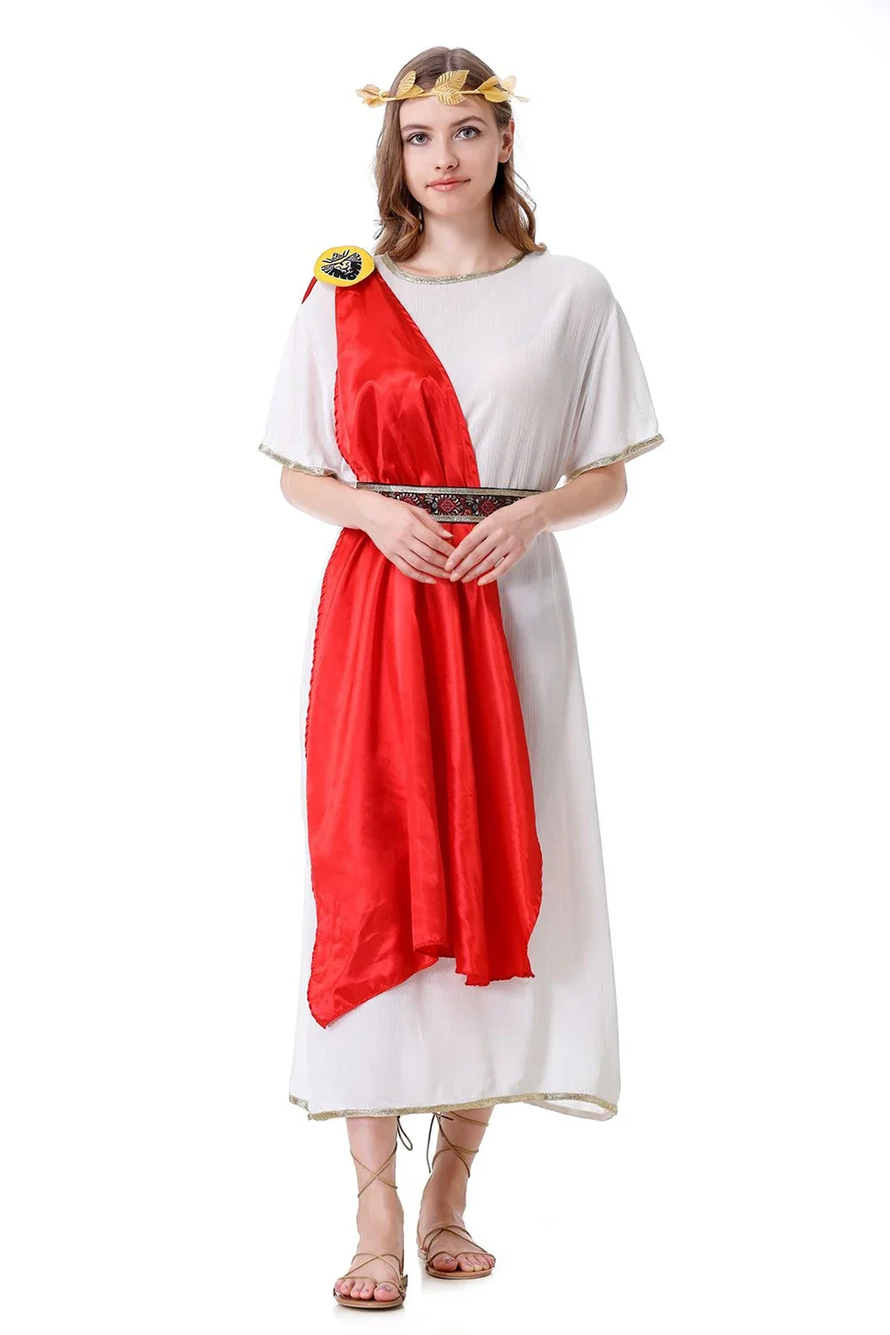 Halloween Antikes Griechisch-Römisches Königliches Aristokraten-Cosplay-Kostüm für Erwachsene, Antikes Ägyptisches Götterkleid mit Rotem Schal, Mittelalterliches Set – Detail 12