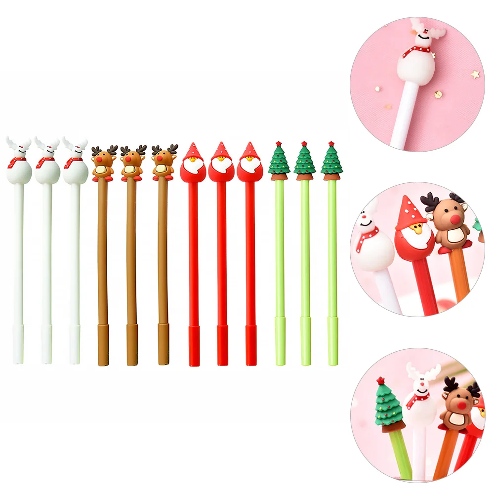 

12Pcs Xmas Gel Pens Creative Christmas Cartoon 0.5mm Writing Pens School Stationery Supplies Christmas Decoration Gift for Kids