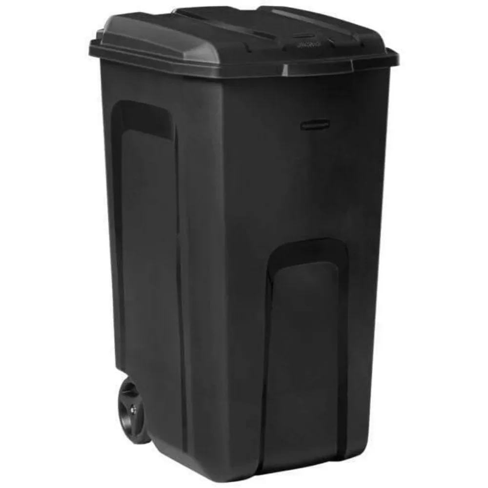 COLIBYOU 45 Gallon Plastic Trash Can with Lid, Black, 45 GallonSuitable for outdoor trash disposal in gardens, patios, and more.