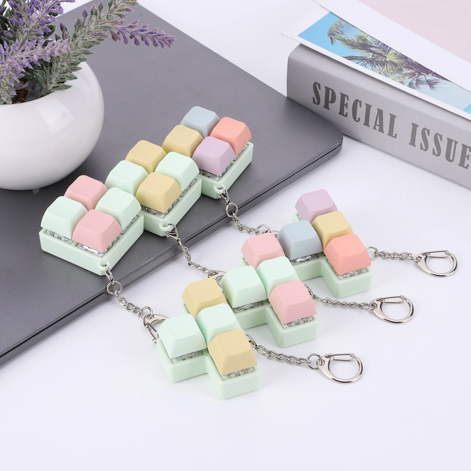 4-toetsen toetsenbord Keycaps Fidget speelgoed Stress Relief DIY Keycaps Vinger toetsenbord Fidget speelgoed sleutelhanger Mechanisch toetsenbord Axis Tester