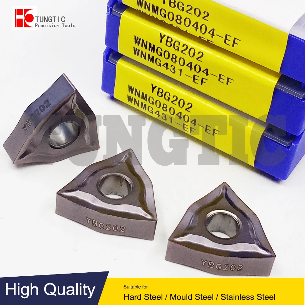 

WNMG 080404 -EF YBG202 Фреза Инструмент с ЧПУ Токарный станок Обработка Инструменты Токарный станок Режущий инструмент Металлические токарные инструменты Вставки WNMG 080404