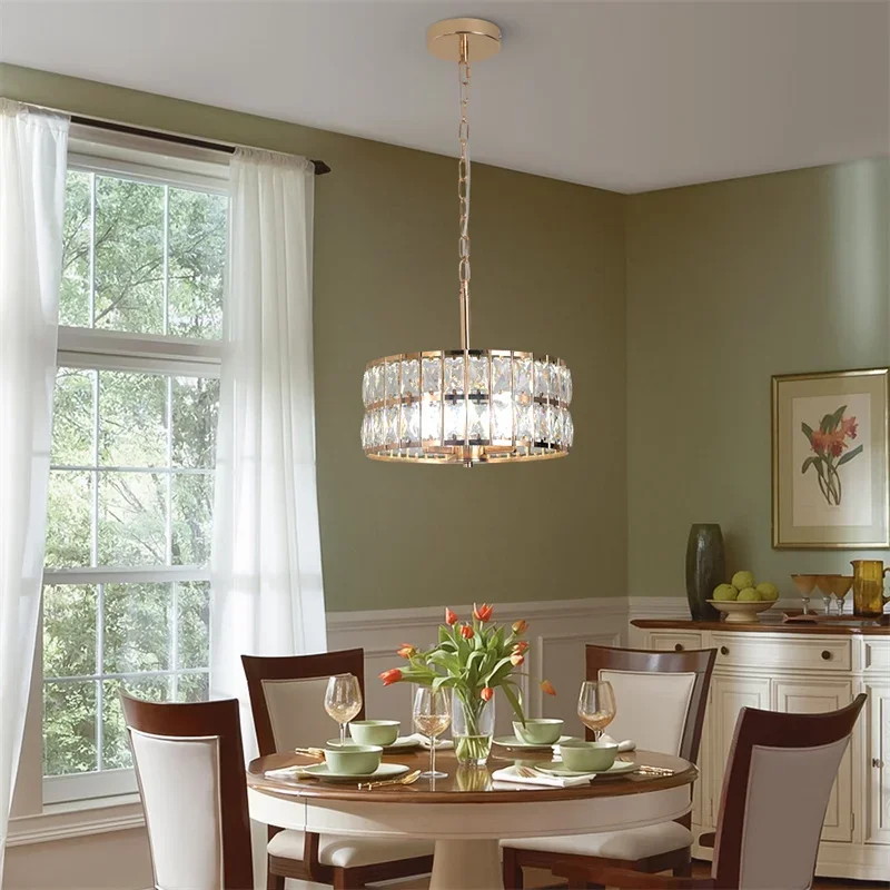 Modern K9 Crystal LED Pendant Light Nordic Chandelier Bedroom Hanging Lamp Retro Luxury Kitchen Dining Table Plafon Ceiling Deco