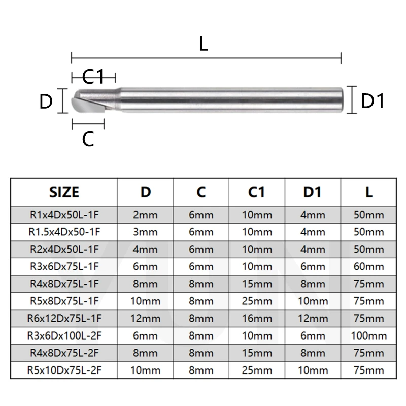 PCD Diamond Ball Nose Milling Cutter CNC Carbide Engraving Drill Graphite Carbon Fiber Fiberglass Bakelite Processing Tool