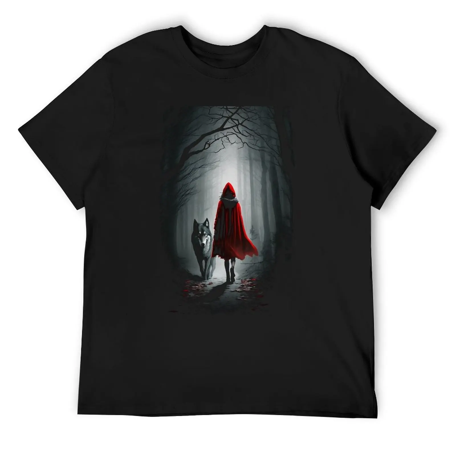 Girl With a Wolf. Red Cape T-Shirt shirts graphic Blouse graphic shirts mens workout shirts