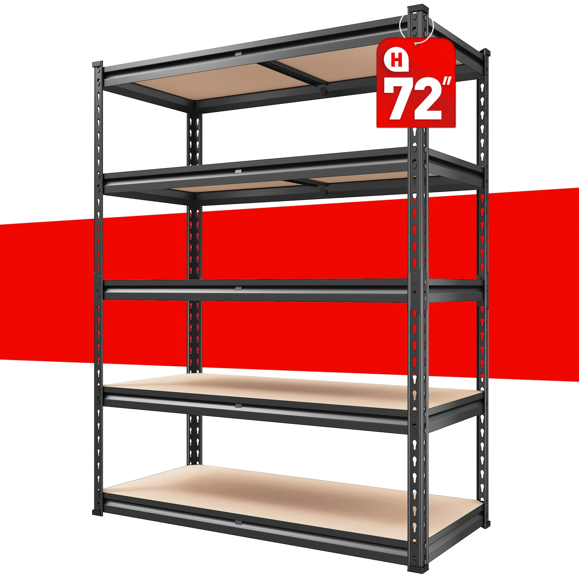 

us2000LBS Garage Shelving Storage Shelves Heavy Duty Shelving 5 Tier Metal Shelving Units For Garage Shelves 72"H X35.5"W X 15.8"D, Adjustable Metal Shelving Unit For Garage Shelves Utility Rack Shelf For Basement Pantry Closet Shelves, Black, Utility She
