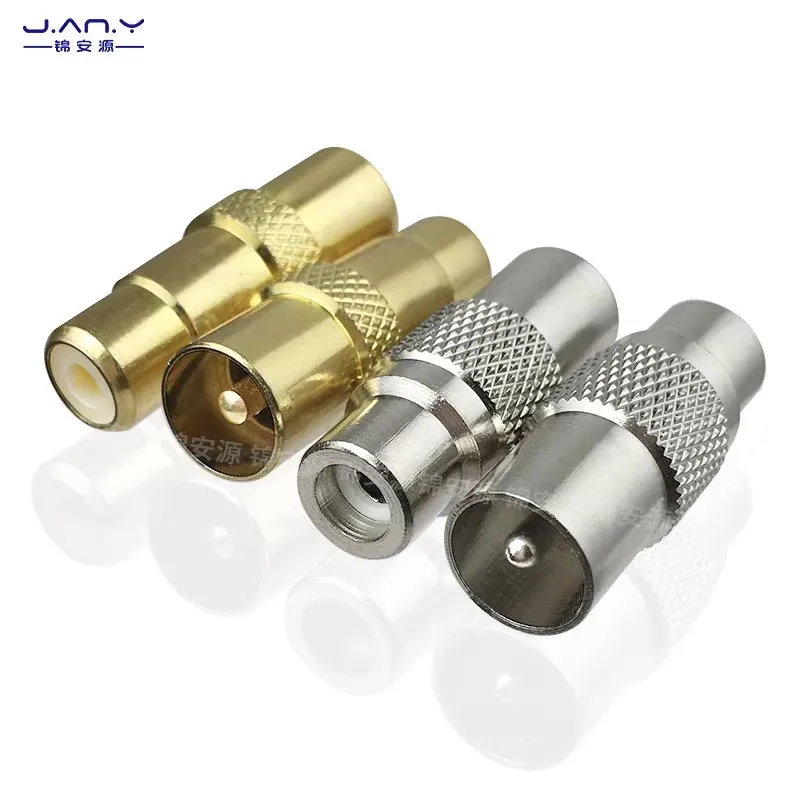 النحاس مطلي RCA أنثى تحويل 9.5TV كابل ذكر التلفزيون فك التشفير المكونات الدائرة المغلقة هوائي الترددات اللاسلكية الثورة AV لوتس أنثى