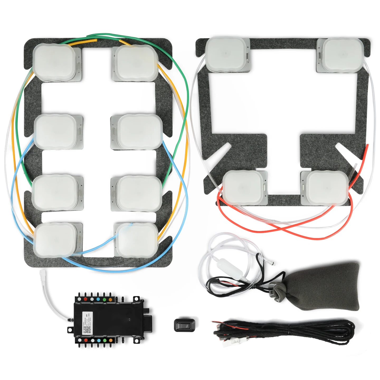 Image 7: Kit de massage pneumatique pour siège de voiture 12 points, 12V, 5 modes, 3 intensités avec interrupteur et câblage, compatible avec 99% des véhicules (berlines, SUV, camions)