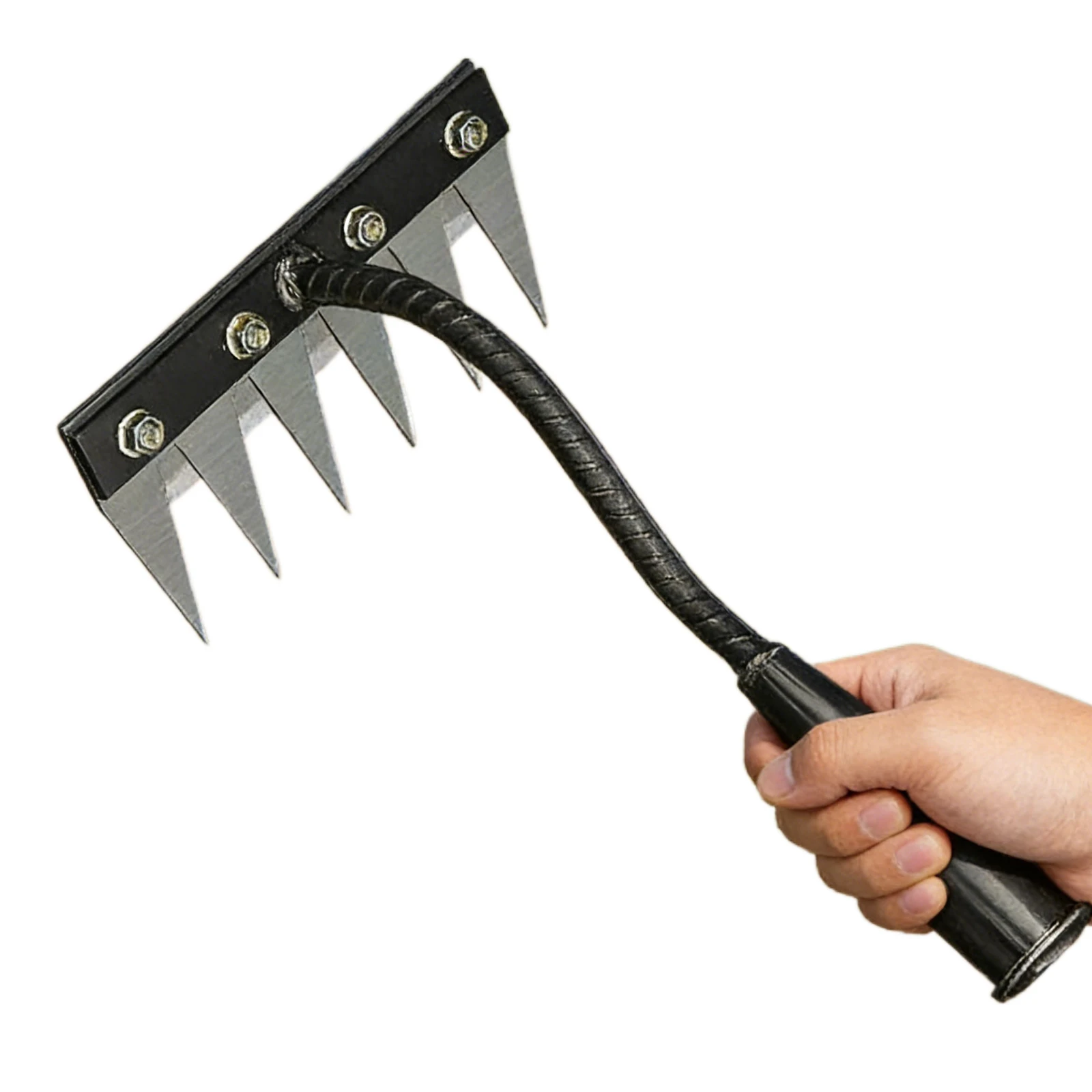 Iron Weeding Rake Thickened Gardens Hand Weeder Nail Rake Adjustable Heavy-Duty Weeding Puller Tool for Gardening and Weedings