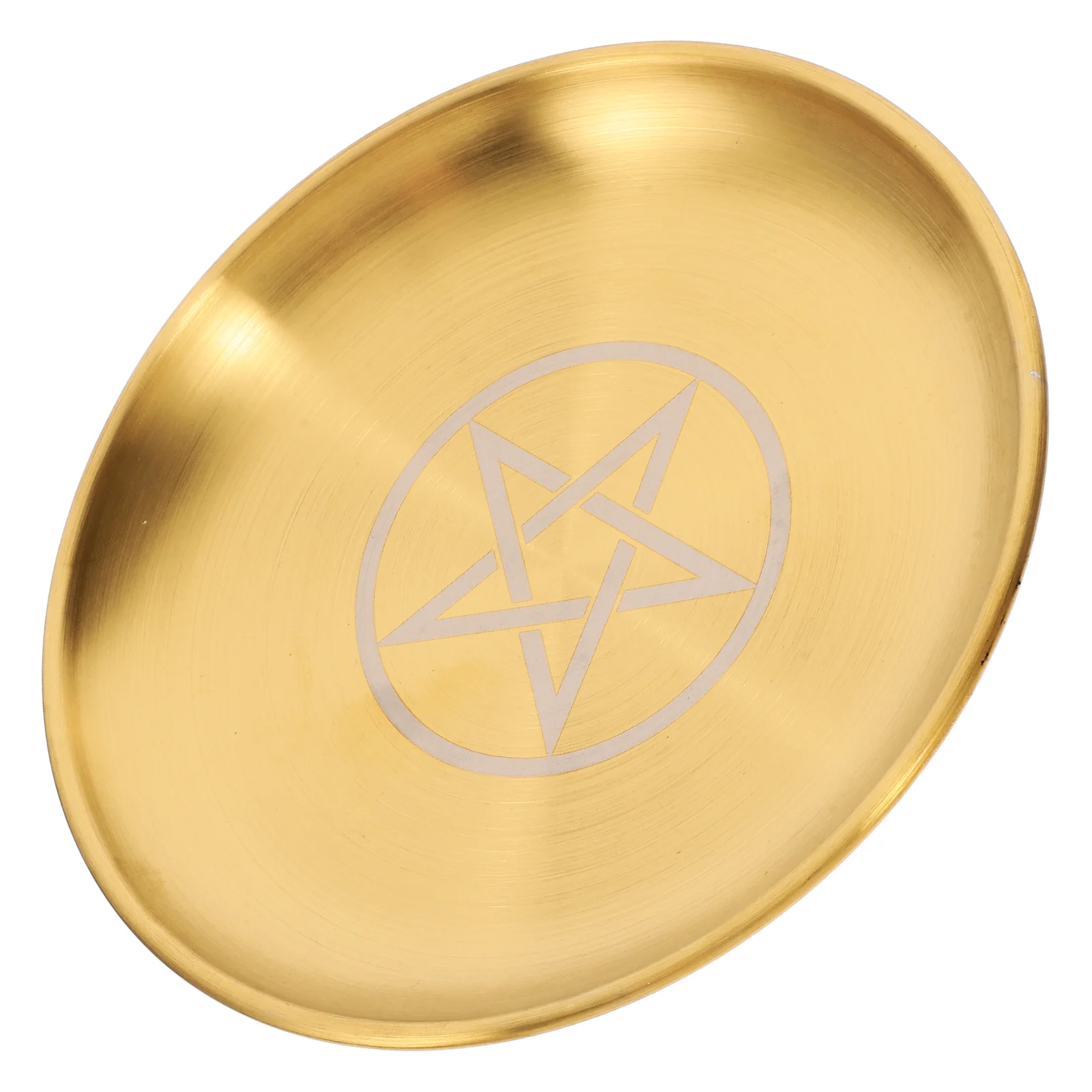 

Decor Ritual Pentacle Three Phase Moon Gold Disk Jewelry Tray Dish Golden Iron Office