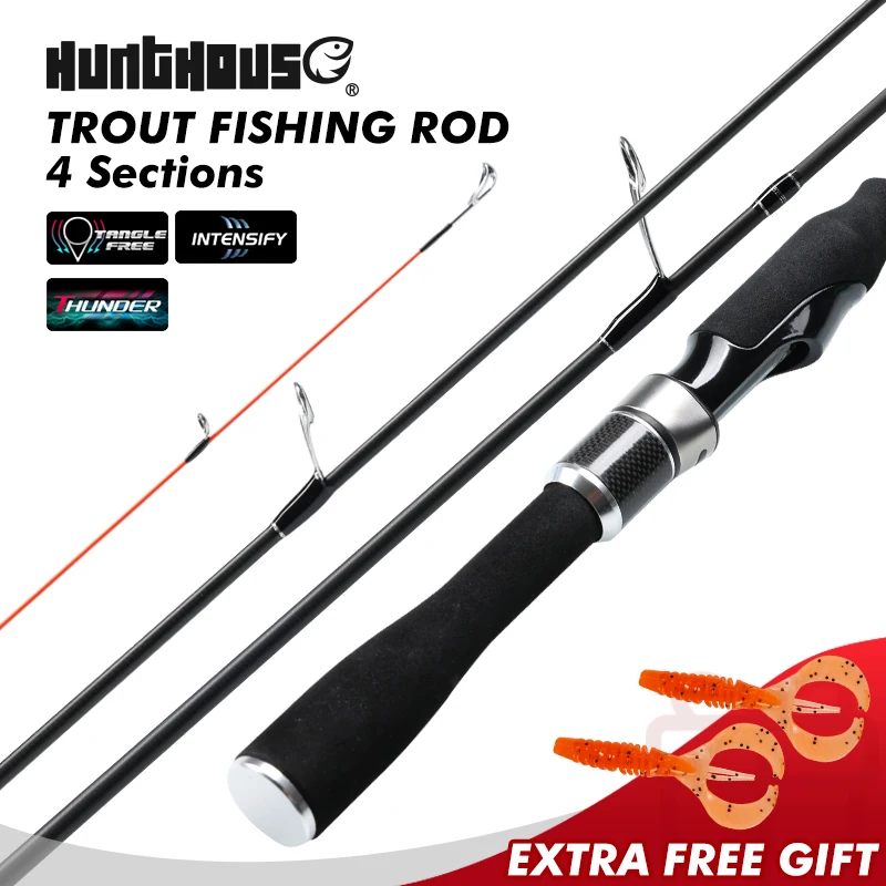 

Hunthouse Trave 4Sections Trout Fishing Rod Spinning Ultra Light Lure WT 1-7g 1.68m Carbon Fiber For Trout Pike Fish Tackle