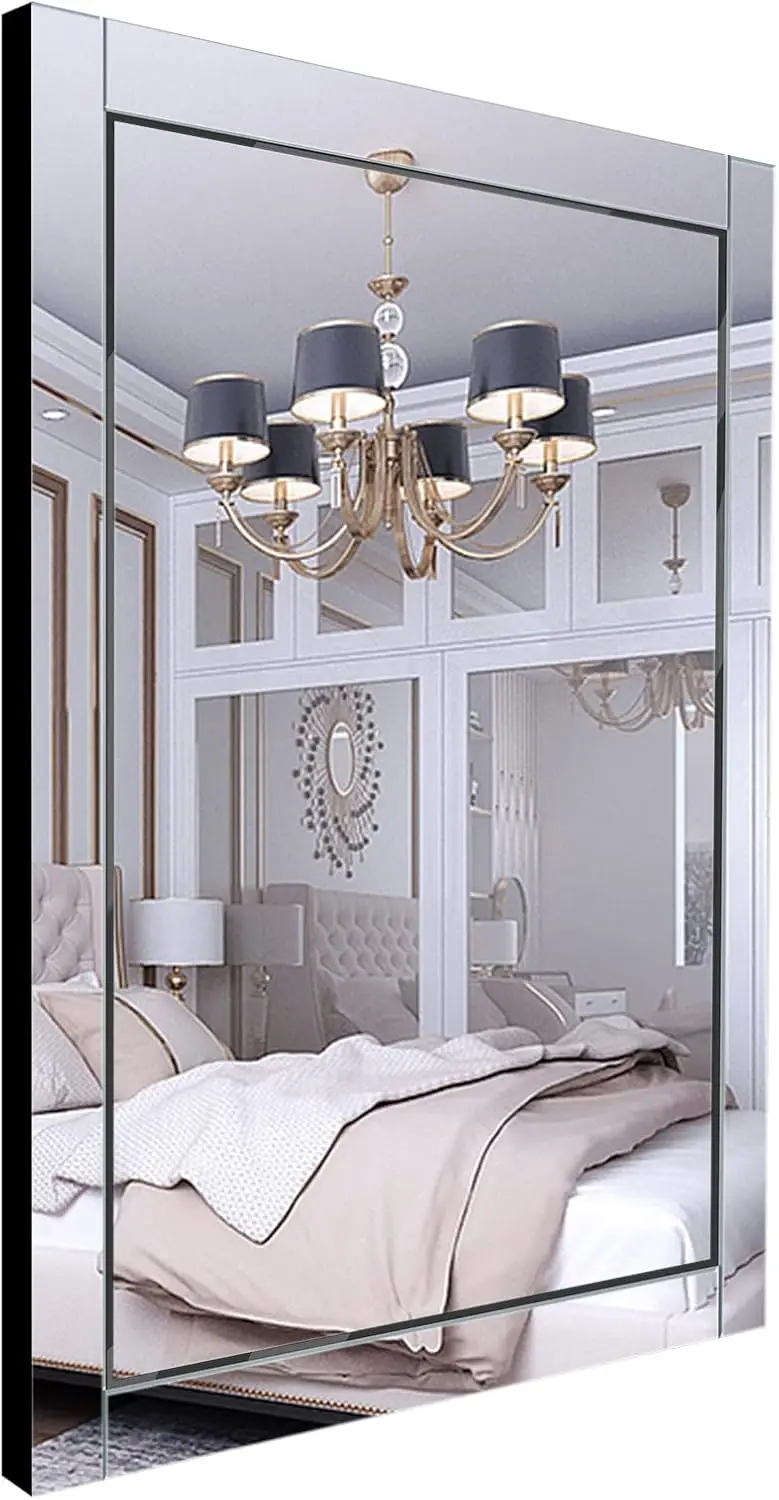 24x 32 Rectangular Mirror for Bathroom, Bathroom Mirrors for Over Sink, Wall Mounted Vanity Mirror with Tempered Glass, Rust-Res