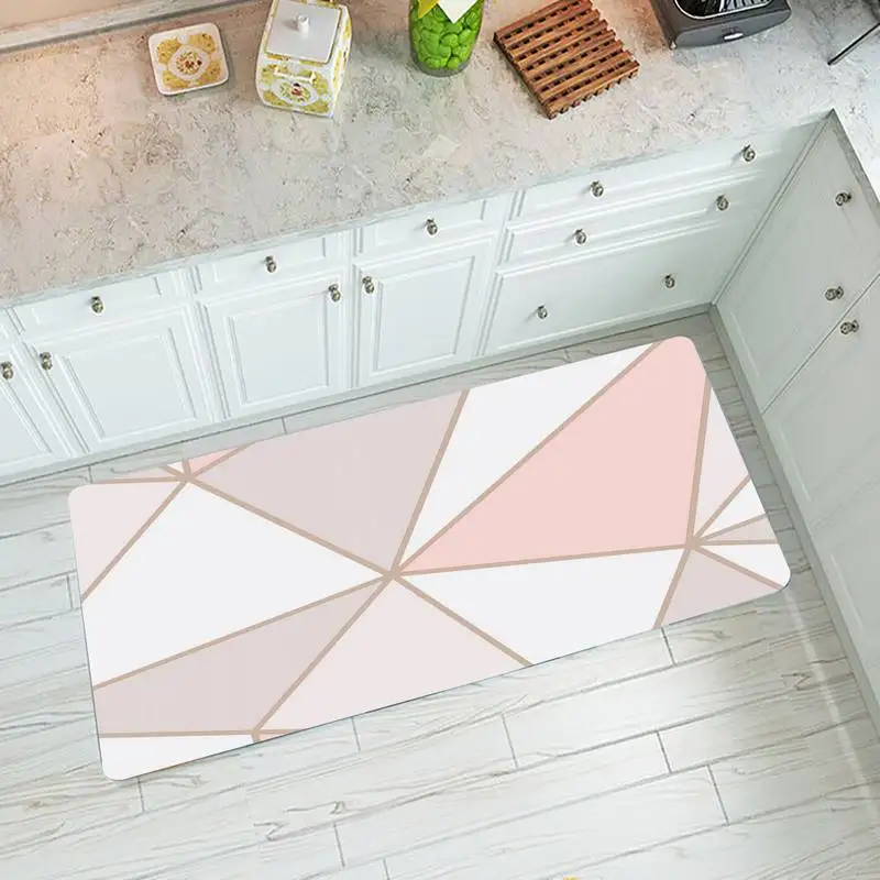 White Pink Gold Marble Kitchen Mat Bedroom Living Room Carpet Entrance Decoration Floor Doormat Bathroom Home Hallway Long Rug