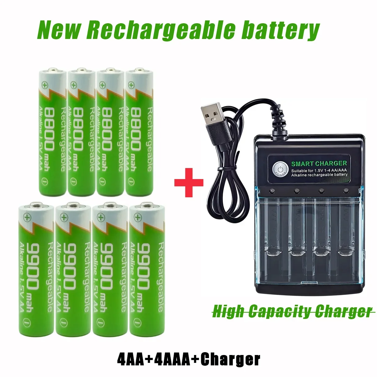 2026 جديد الأصلي بطارية قابلة للشحن 1.5 فولت AA9900 مللي أمبير + AAA8800 مللي أمبير + شاحن للكمبيوتر على مدار الساعة راديو لعبة فيديو كاميرا رقمية