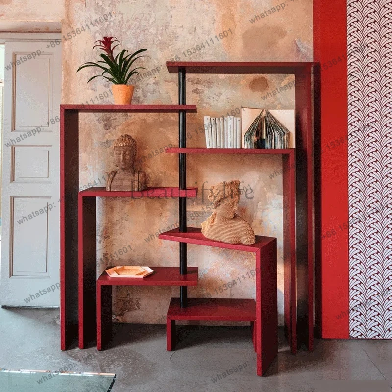 

Italian light luxury multi-layer shelf creative design rotatable mobile bookshelf medieval metal storage bogu shelf