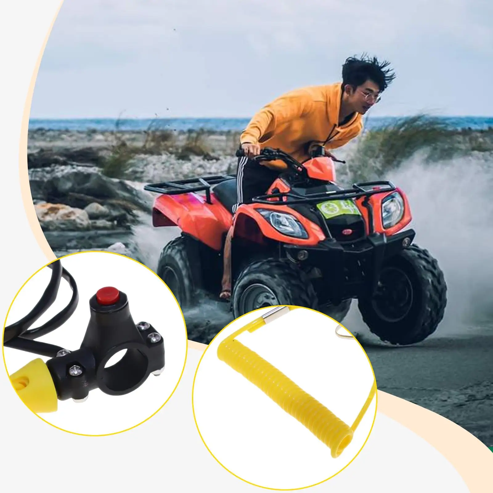 Moto Stopper Kill Switch Durable Lanyard Cut Off Brake Ignition Safety Device for ATV Motorcycle and Pit Bike Compatibility