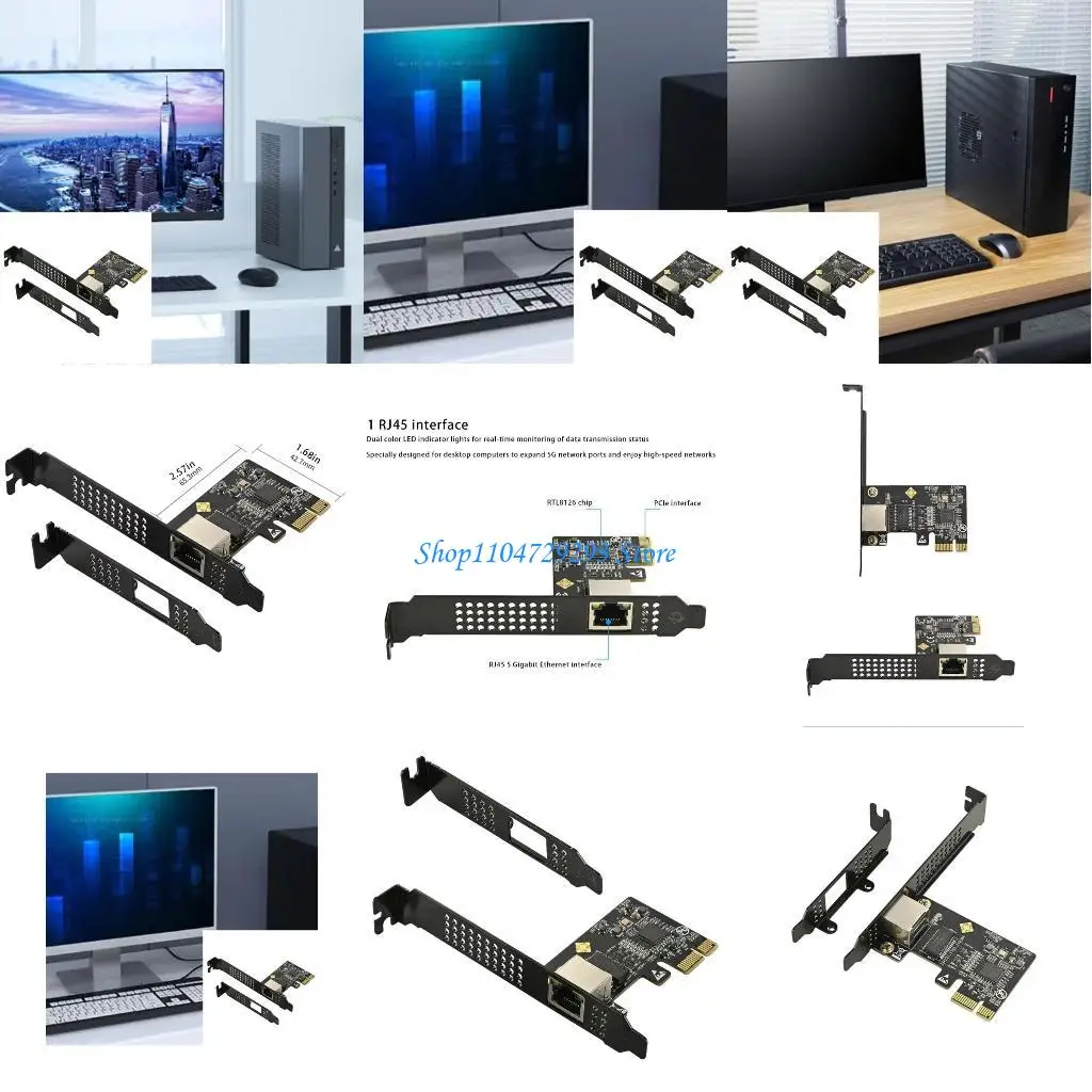 

Y2GD PCIE To RJ45 Networking Card 10/100/2500/5000Mbps 1Gbps/5Gbps RTL8126 Ethernets
