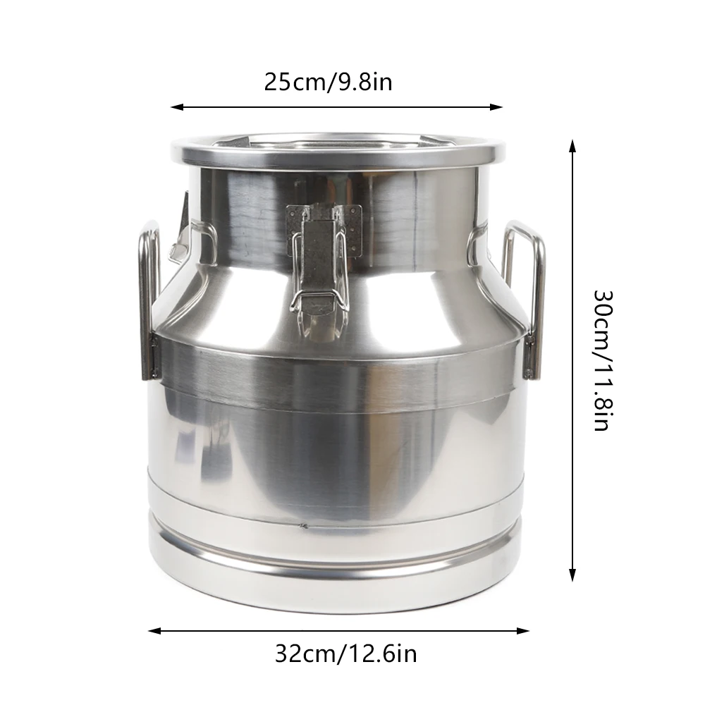 LOYALHEARTDY 12L Stainless Steel Milk Can Heavy Duty Milk Jug Milk Bucket Wine Bucket Liquid Container Storage with Seal Lid