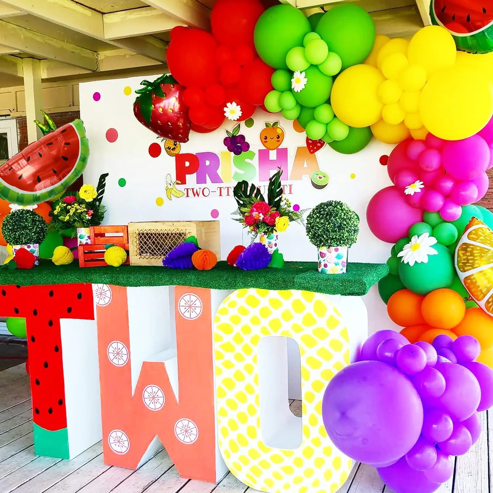 141Pcs Fruit Themed Watermelon Strawberry Lemon Aluminum Mold Ball Garland Arch Kit Girls Birthday Party Baby Shower Decorations