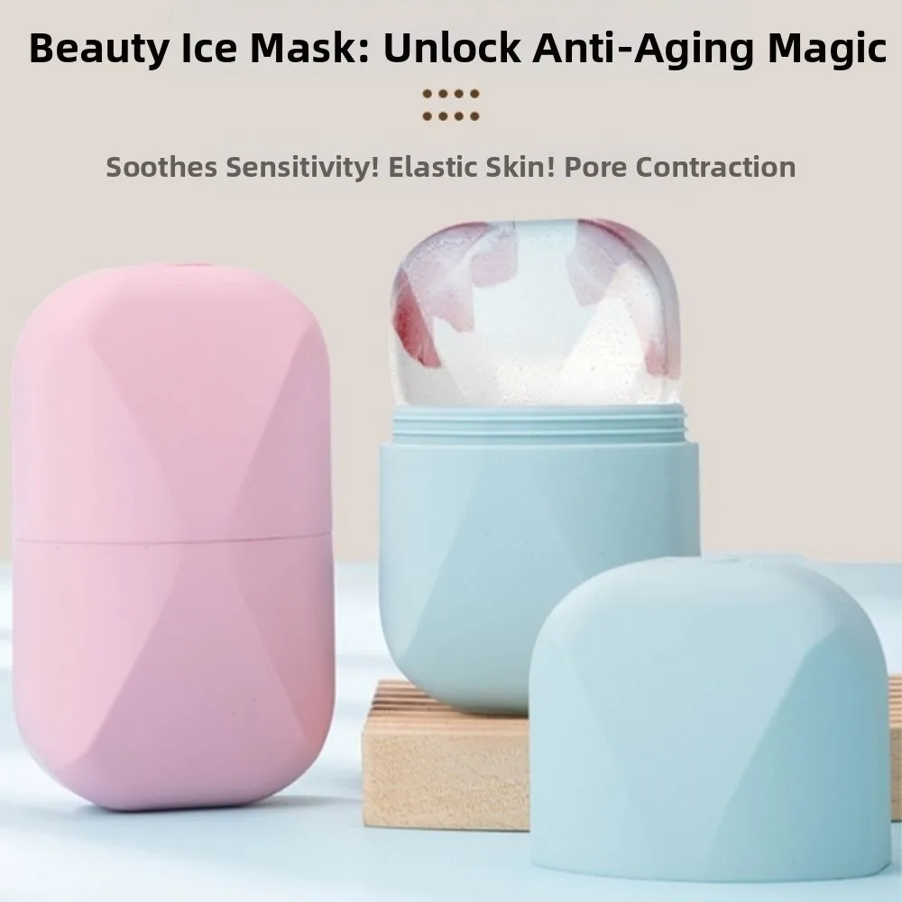 Rullo di ghiaccio in silicone per viso Massaggiatore facciale riutilizzabile Strumenti per la cura della pelle di bellezza Stampo per ghiaccio Vassoi per cubetti di ghiaccio Lifting del viso Occhi e collo