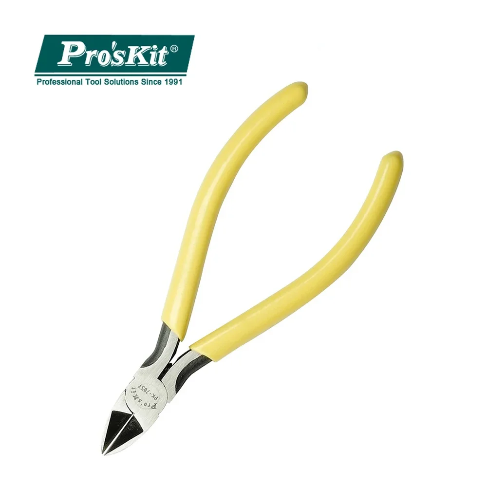 

Pro'sKit 1PK-705Y Side High Carbon Steel Yellow Diagonal Cutting Plier Tools Precision Diagonal Cutting Plier(125mm) Hand Tool