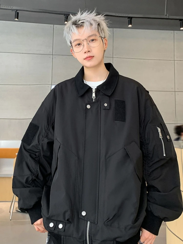 

Premium American High Street Bomber Jacket 2025 Fall Collection Loose Casual Streetwear Outerwear with Artistic Fabric