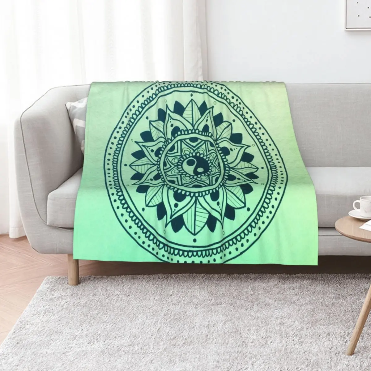 Green Yin Yang Mandala Throw Blanket for winter Sleeping Bag Large Soft Plush Plaid Decorative Sofa Cute Blankets