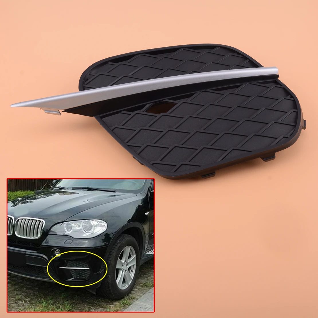 

ABS Front Left Bumper Lower Grille & Silver Molding Strip fit for BMW X5 E70 2011 2012 2013 51 11 7 222 859 51117222847