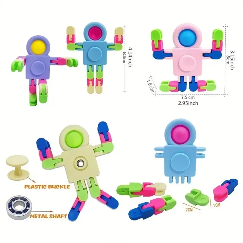 Fidget Spinners Baby Toy Robot Kids Boys Girls Party Favors Sensory Fidget Toys Deformable Chain Stress Relief Birthday Gifts