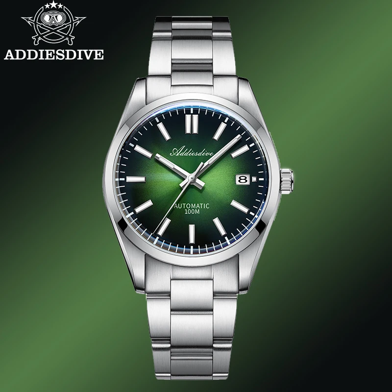 2024 New Watch Sappire Green Gradient Sunburst Dial Luxury NH35 Automatic Watch AD2071 Waterproof 100m Dress Men Wristwatch