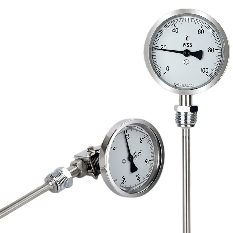 Bimetal thermometer with far spread stainless steel anticorrosive shockproof boiler high temperature industrial thermometer