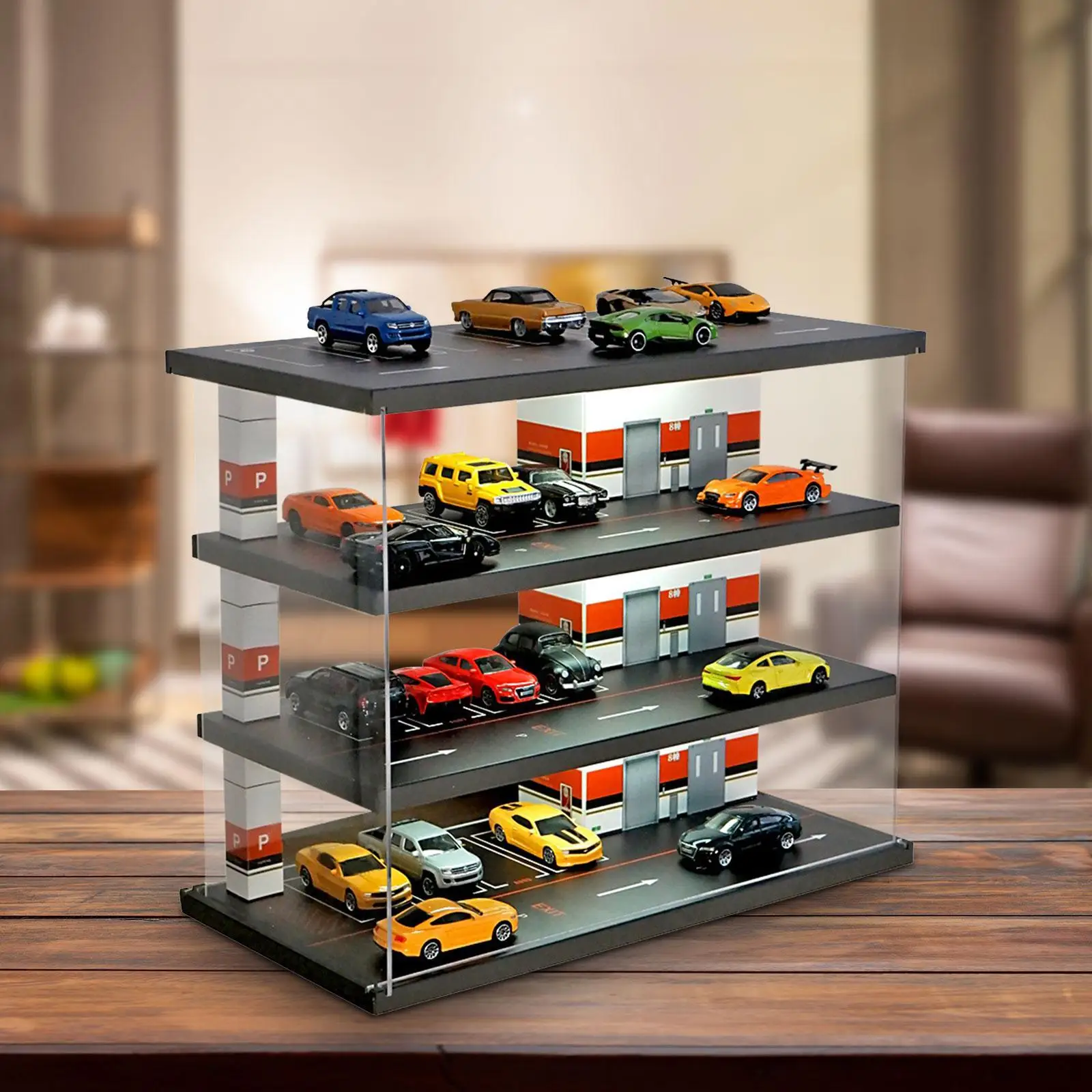 1:64 3 Tiers Model Car Show Case Storage Box Diorama Vehicle Scene Toy Vehicle