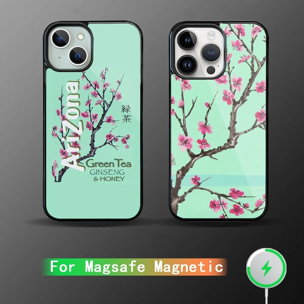 Vaporwave Arizona Iced Tea Aesthetic Phone Case Magnetic for iPhone 15 16 14 13 Pro Max 11 12 Mini Magsafe Wireless Cover